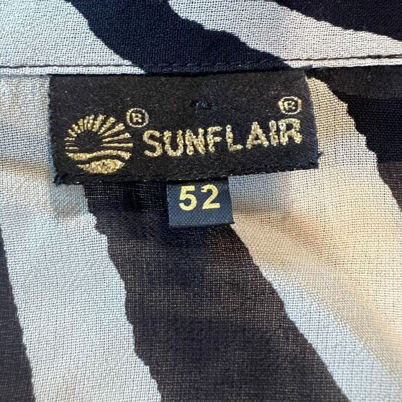 Sunflair Zebra Animal Print Blouse Top Womens Sz. 24 Black Beige Lightweight - Picture 4 of 9